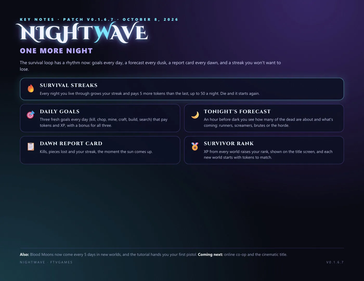 Nightwave patch notes v0.1.6.7, page 1
